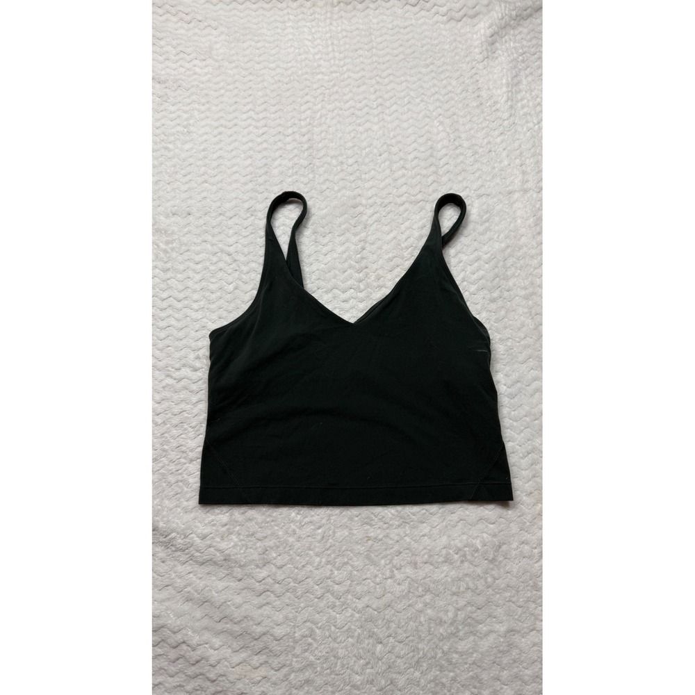 Lululemon Align Tank Top Dark Forest Green Nulu Cropped Yoga Bra 6 LW1CW4S